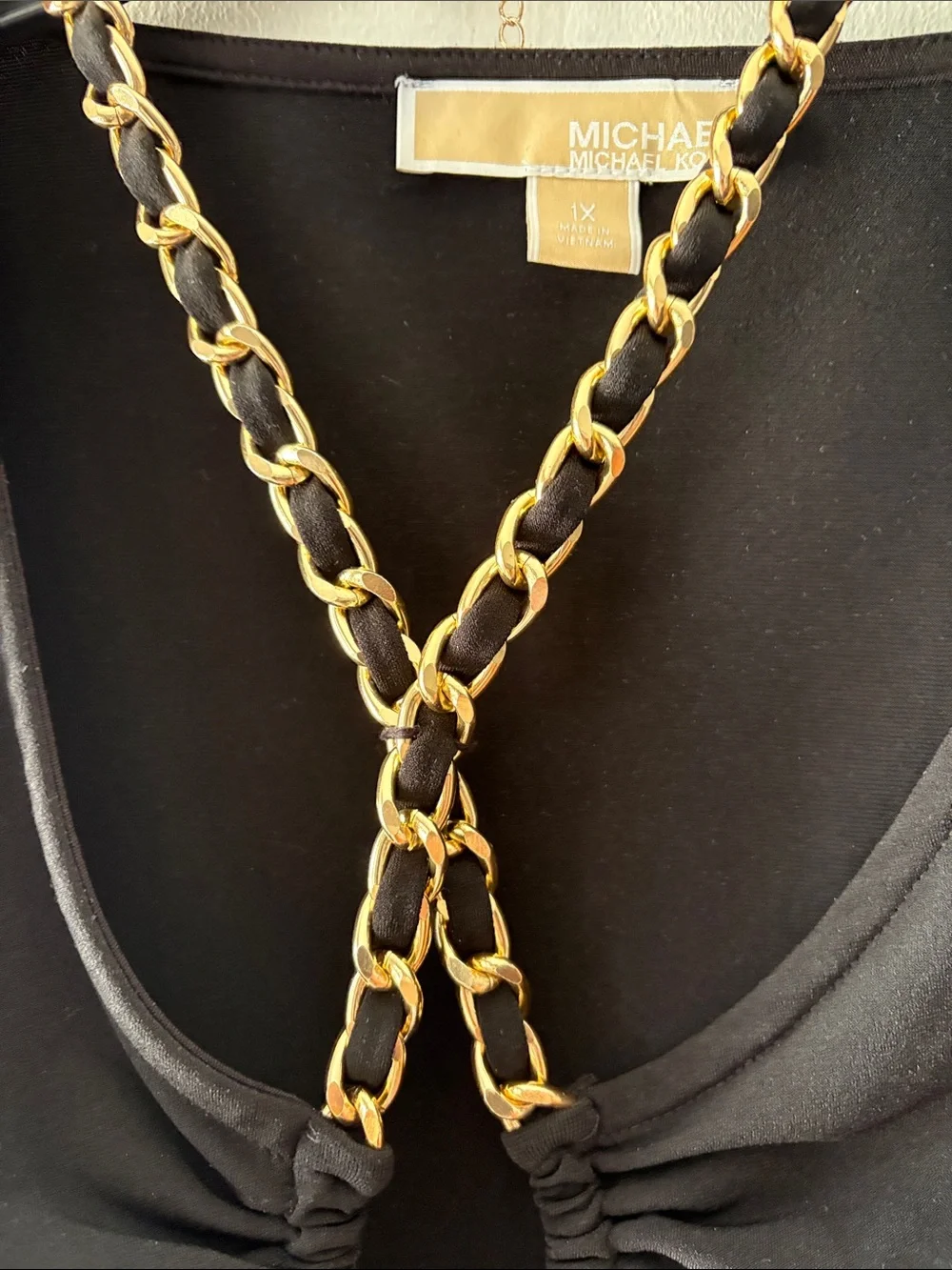 Michael Kors Black Long-Sleeve Chain-Detail Top